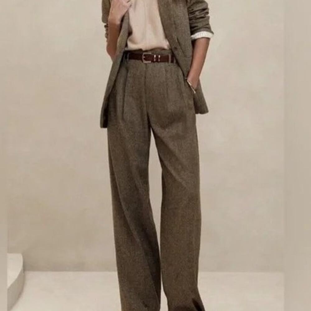 Banana Republic Remanso Donegal Straight Leg Pants Trousers Brown Multi Size 8